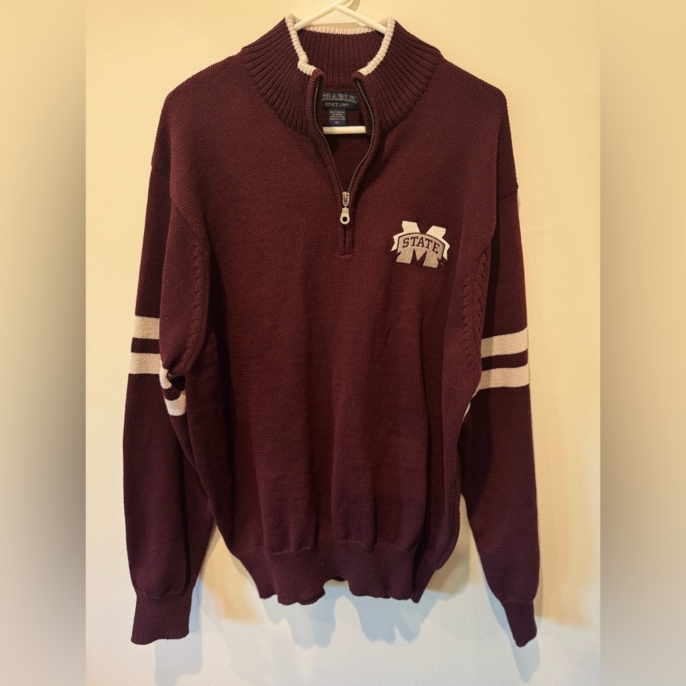 Mississippi State Quarter Zip Sweater Vintage Style Mens Size XXL